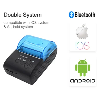 ZJ-5805DD Hordozható 58mm Bluetooth hőnyomtató Android POS-5805DD Átvétel hőnyomtató Bill Gép Comercial Mercado