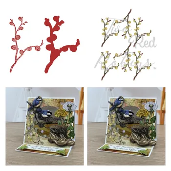 Ágak, virágok fémforgácsolási Meghal Scrapbook Napló Dekoráció Stencil Dombornyomás Sablon DIY Üdvözlő Kártya, Kézzel készített 2021