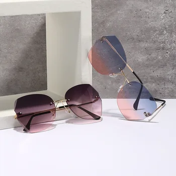 Új stílus keret nélküli női divat napszemüveg, nagy keret vágás ultrakönnyű napszemüveg