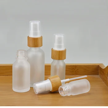 Újratölthető Üres Matt Üveg Spray Palackot Természetes Bambusz-Fedél A Szivattyú Fej Utazási Parfüm Folyékony Kozmetikai Üveg Tartályokban