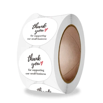 100-500pcs Fehér Köszönöm Matricák Köszönjük, hogy Támogatja A Small Business Box Csomag Címke Esküvői Dekoráció Papíráru