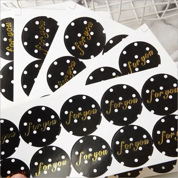 100-as Évjárat Kreatív Fekete Pontok sorozat Kerek Kraft papír Matrica a Kézzel készített Termékek Ajándék pecsét matrica