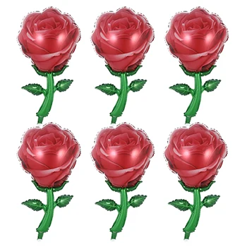 6db Piros Rózsa Fólia Lufi Valentin Napi Ajándék Vörös Csokor Napraforgó Daisy Léggömb, Esküvői Dekoráció, Gyerek Játékok, Hélium Globos