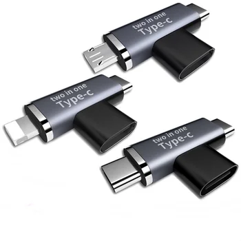 USB-C OTG Adapter 2IN1 USB-C Női Hogy Micro-USB Átalakító C-Típusú Férfi C Típusú Csatlakozó Iphone 12 11 Xiaomi Samsung S20 S21